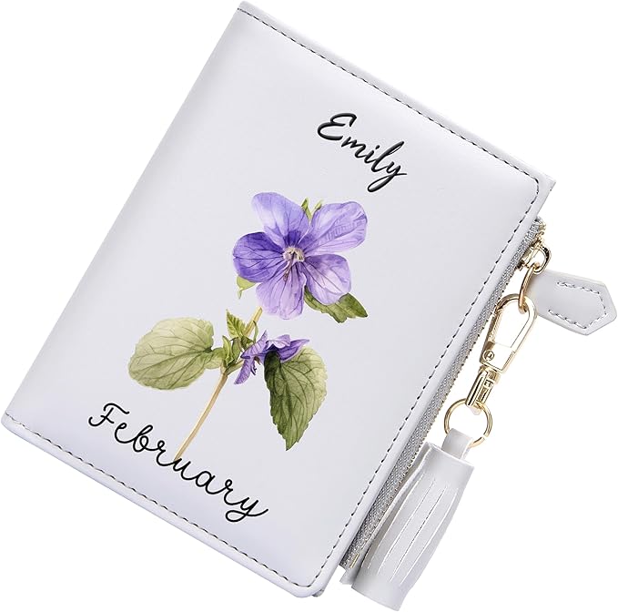 GEEAD Custom Design Small Wallets for Women Bifold Slim Coin Purse Zipper ID Card Holder PU Leather