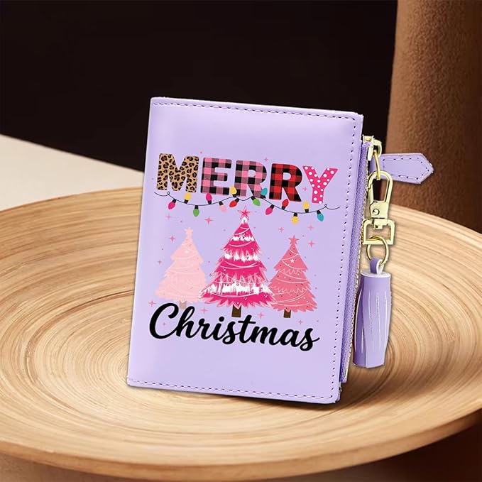 GEEAD Custom Design Small Wallets for Women Bifold Slim Coin Purse Zipper ID Card Holder for Christmas