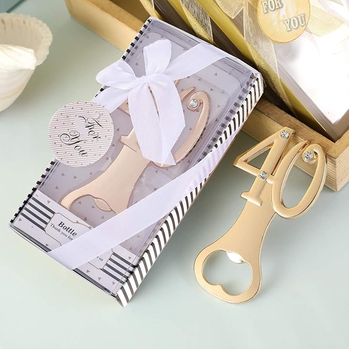 16PCS Bottle Openers 40 Wedding Party Favors for Guests Party Decorations,40th Birthday,40th Anniversary Golden Wedding Bridal Shower Souvenirs Bottle Opener (16,Black 40)