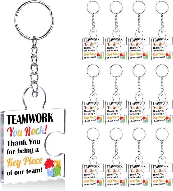 Team Appreciation Gifts for Employee Coworker Staff Bulk, Teamwork Thank You Gift Set Puzzle Piece Acrylic Keychains