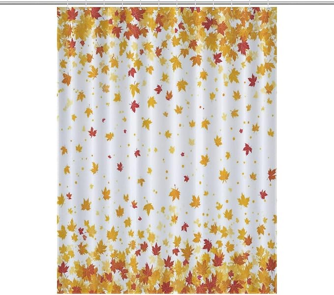 Fall Falling Maple Leaves Shower Curtain Waterproof Washable Fabric Bathroom Shower Curtains for Bathroom Decorations Home Indoor Decor 53x72Inch
