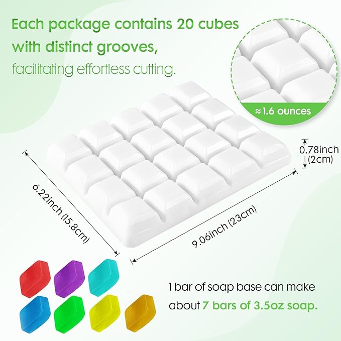 EDSRDRUS 2 LB Glycerin Soap Base Pre-Cut Moisturizing Natural Base Melt and Pour DIY Handmade for Crafting Soap Making