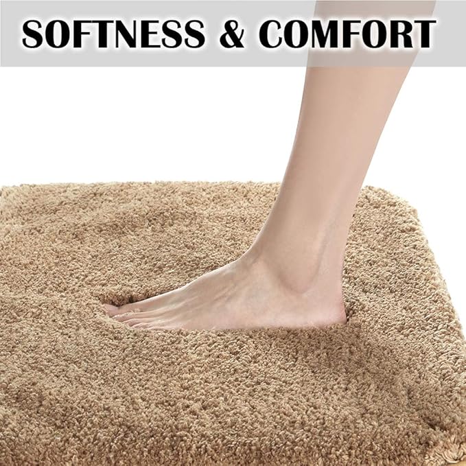 Suchtale Extra Soft & Absorbent Shaggy Bath Mat (24 x 60, Sand) - Machine Washable, Non-Slip Microfiber Bath Mat for Bathrooms, Luxury Floor Mats with Rubber Back