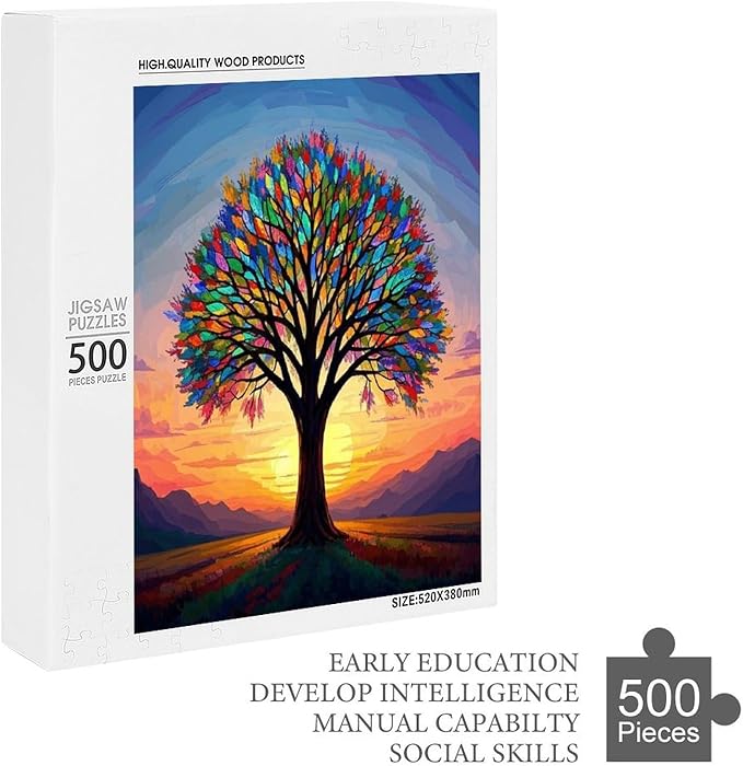 Jigsaw Puzzles for Adults 500 Piece - Colorful Tree Themed Wooden Puzzles，Unique Gifts for Wall Art ，Funny Puzzles，Stress Relief Games，Puzzle Games Challenge Puzzles