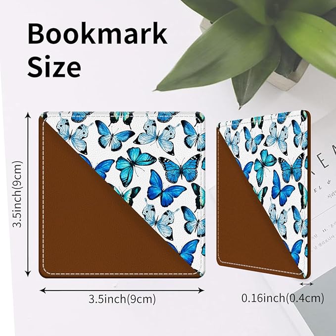 Cute Leather Bookmarks, Fun Triangle Making Corner Bookmark, Book Accessories for Reading Book Lovers, Unbreakable Page Markers for Women Men Cute Butterfly