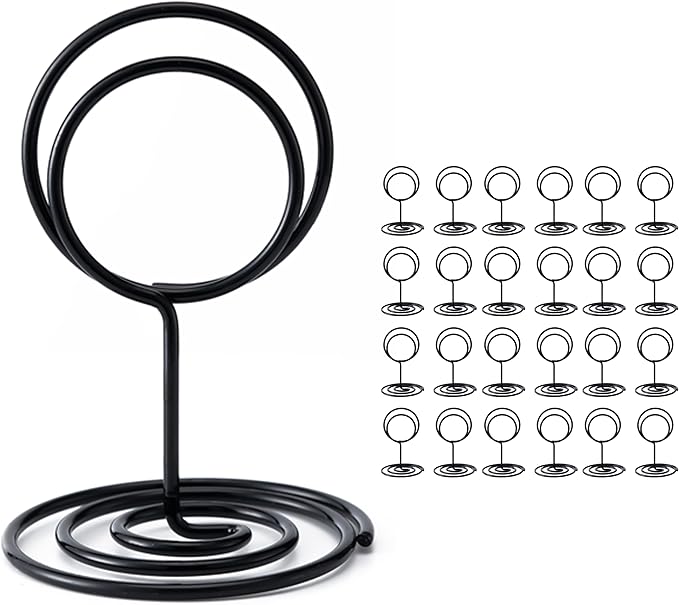 Hoewina 26Pcs Table Number Holders, Place Card Holder, Wire Picture Holder, Small Size Table Card Holders, Photo Holder for Centerpieces, Wedding Reception, Party, Birthday (Black)