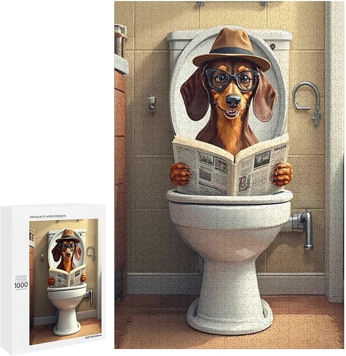 Jigsaw Puzzles for Adults 1000 Piece - Lavatory Dachshunds Dog Wooden Puzzle，Challenge Puzzles Puzzle Games， Stress Relief Games，Funny Puzzles，Unique Gifts for Wall Art