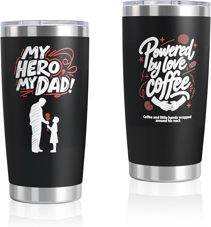 Christmas Gifts for Men 2025, Engraved Gift from Daughter Son, 20oz Stainless Steel Insulated Cup - Birthday, Fathers Day, Christmas for Him Coffee Tumbler, Leakproof Travel Mug,Black