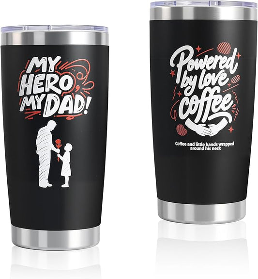 Christmas Gifts for Men 2025, Engraved Gift from Daughter Son, 20oz Stainless Steel Insulated Cup - Birthday, Fathers Day, Christmas for Him Coffee Tumbler, Leakproof Travel Mug,Black