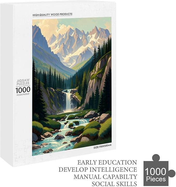 Jigsaw Puzzles for Adults 1000 Piece - Mountain Landscape Wooden Puzzle，Educational Games，Challenge Puzzles Puzzle Games， Stress Relief Games，Funny Puzzles