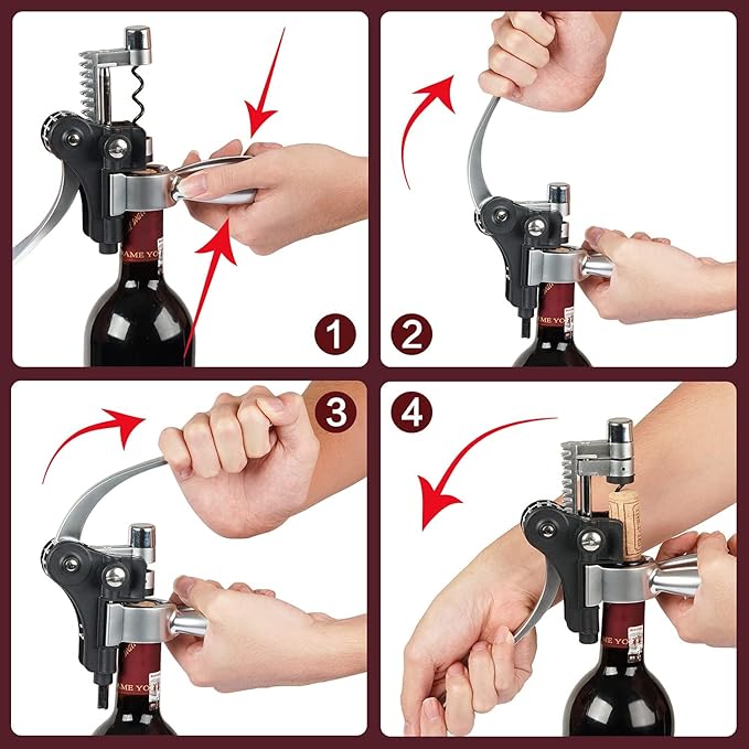 9 PCS Corkscrew Wine Opener Set, Stainless Steel Cork Screw Rabbit Wine Bottle Opener Kit Including Foil Cutter, Pourer, Vacuum Wine Stopper Corkscrews etc, Luxury Wine Sets Gifts for Women & Men
