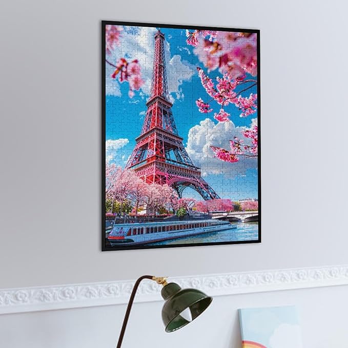 Wooden Puzzle - Eiffel Tower by The River Jigsaw Puzzles，Wooden Puzzles for Adults 500 Pieces Unique Gifts for Wall Art，Challenge Puzzles，Educational Games，Family Puzzles