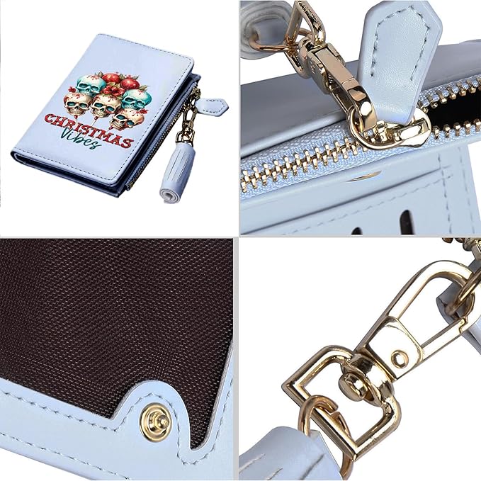 GEEAD Custom Design Small Wallets for Women Bifold Slim Coin Purse Zipper ID Card Holder for Christmas