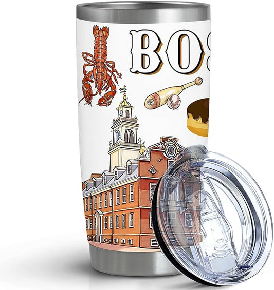 City Tumbler for City Lover,20oz Double Wall Vacuum Insulated Stainless Steel Coffee Cups (Boston)