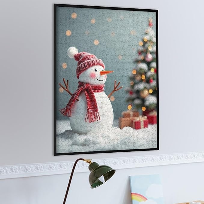Wooden Puzzles for Adults 1000 Pieces, Christmas Winter Snowman, Each Piece is Unique and Perfectly Put Together, are Special Home Decorations, Fun Puzzles, Party Games, Family Toys
