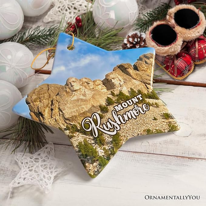 Mount Rushmore National Memorial Scenic Ceramic Ornament, South Dakota Souvenir Christmas Decoration