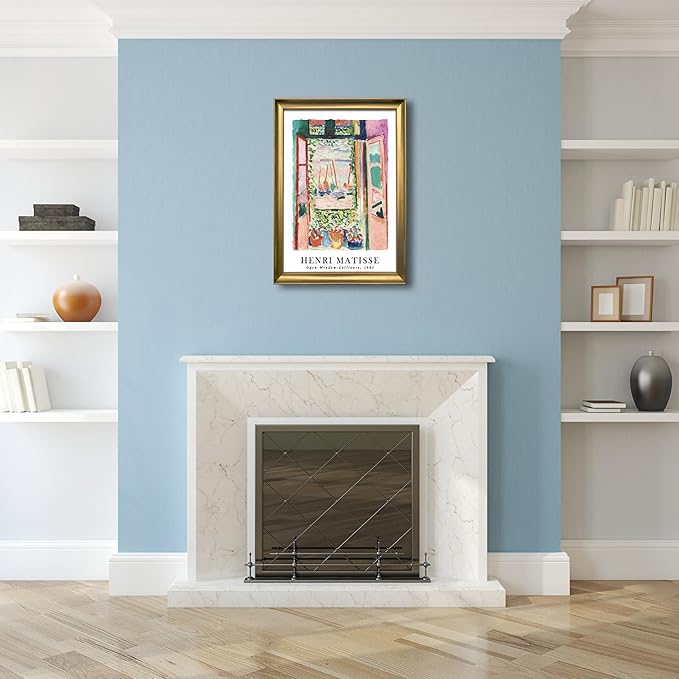 Wieco Art Large Framed Wall Art Open Window Collioure 1905 by Henri Mattise Abstract Colorful Art Matisse Posters Canvas Prints for Wall and Home Office Decorations Bronze Gold Frame