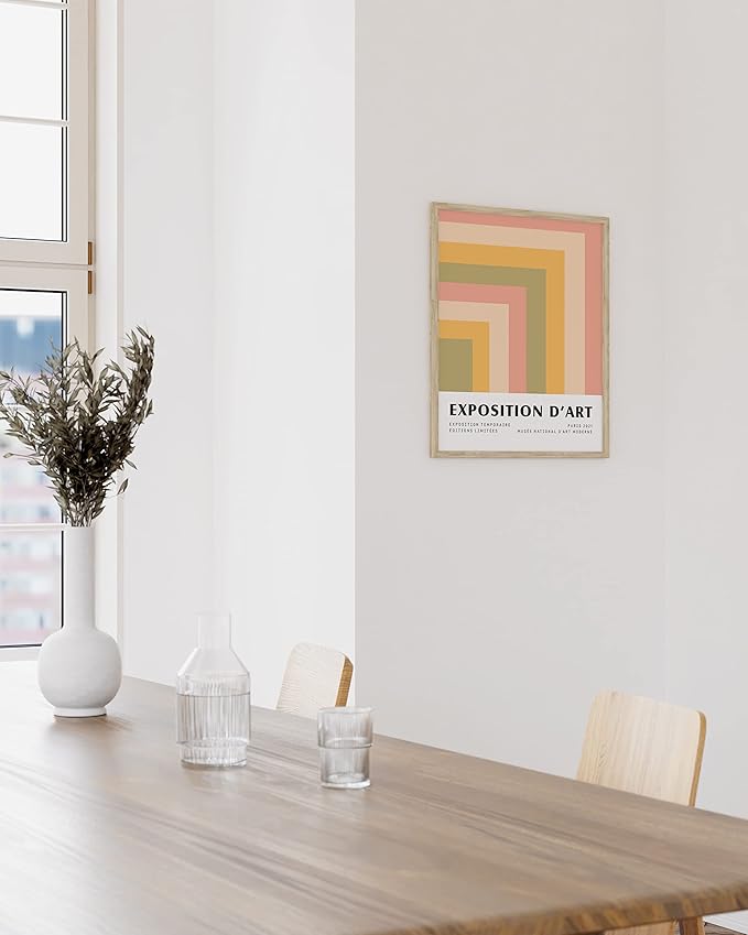 HAUS AND HUES Danish Pastel Posters – Trendy Wall Art, Aesthetic Posters, Abstract Art Exhibition Poster, Danish Pastel Wall Decor, Cute Poster (Beige Frame, 16x20)