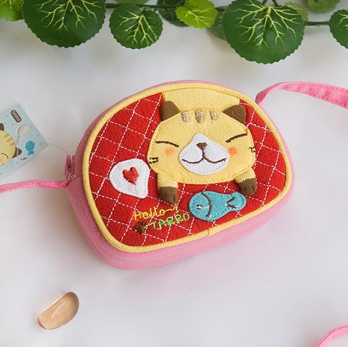 [Kitty & Fish] Embroidered Applique Swingpack Bag Purse / Wallet Bag / Coin Purse (3.93.3)