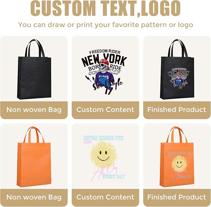 KQVXZZB Custom Reusable Bags Bulk 10/50/100PACK- Eco-Friendly Promotional Tote Bags with Logo Printing for Retail, Events, Restaurants & Corporate Gifts (20+ Industries)