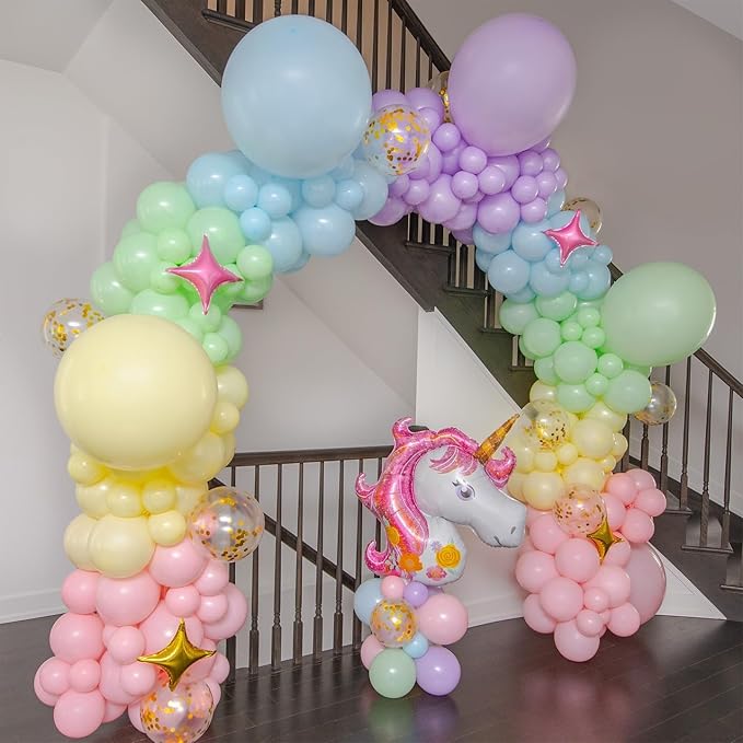 Bezente Pastel Balloons Latex Party Balloons 36 Inch - 8 Pack Jumbo Spring Macaron Balloons Large Round Latex Balloons for Birthday Bridal Shower Wedding Rainbow Party Decorations