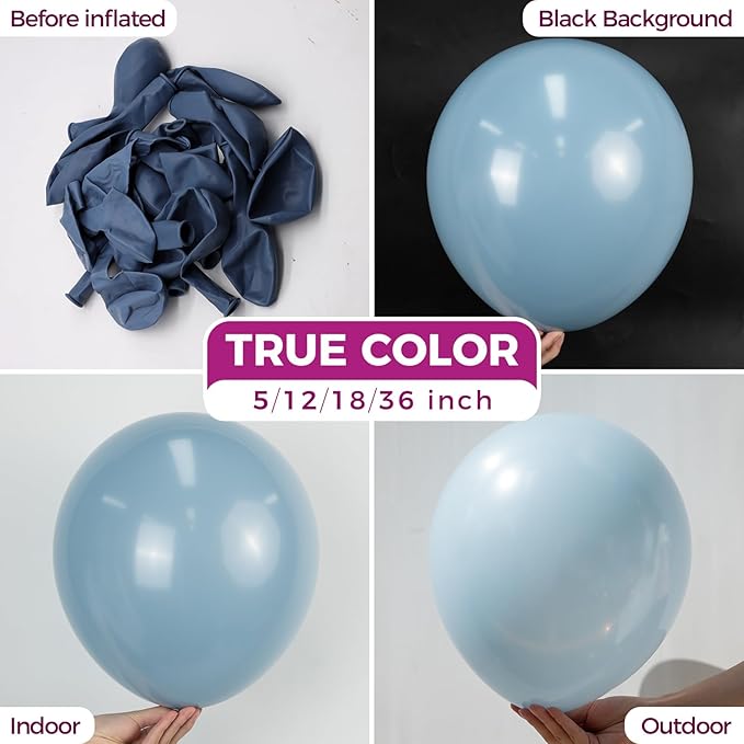 Bezente Dusty Blue Latex Party Balloons - 150 Pack 5 Inch Matte Small Haze Blue Helium Balloons for Birthday Bridal Shower Wedding Gender Reveal Engagement Graduation Party