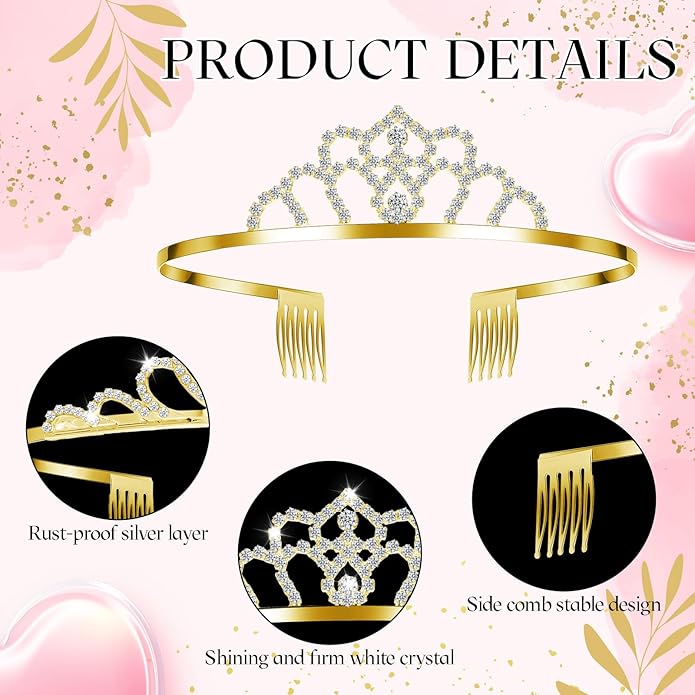 Riceshoot 50 Pcs Tiara Crowns Bulk for Women Crystal Princess Tiara Queen Rhinestone Crown with Comb Silver Bridal Wedding Headband for Women Prom Birthday Party Hair Accessory
