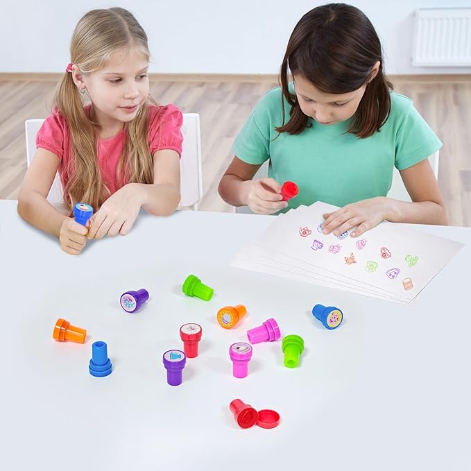 Cinrobiye 24 Pcs Tea Party Favor Stampers,Floral Tea Party Supplies, Teapot Party Favors Gifts, Classroom Rewards Carnival Prizes, Goodie Bag Pinata Fillers