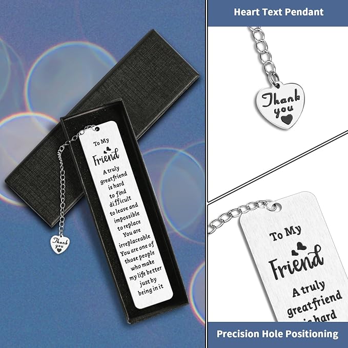 Book Lovers Gifts, Kaluofan Gifts for Book Lovers with Thank You Chain, Bookmark Gifts for Best Friend, Back to School Coming of Age Gifts, Graduation Gifts, Christmas Stocking Stuffers for Teens