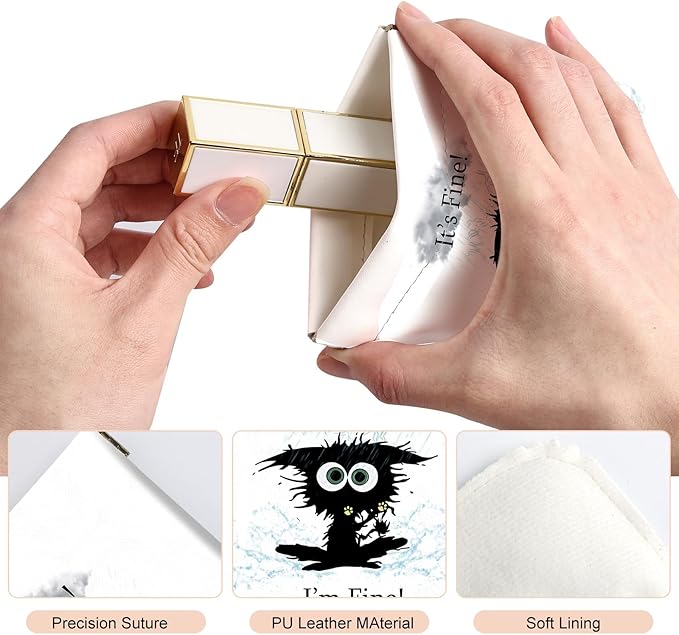 2Pcs PU Leather Small Squeeze Coin Purse Pouch Mini coin Bag Unique And Cute Wallet Cosmetic Bags Change Bag For Women Girls Men Cat struck by lightning