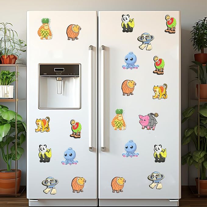 Italian Brainrot Refrigerator Magnets, 24-Pack — Soft Rubber Magnetic Set for Fridge/Whiteboard/Locker, Assorted Multicolor Home & Office Décor (24)