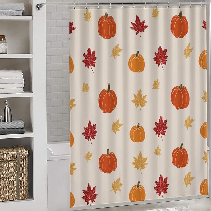 Fall Thanksgiving Pumpkin Shower Curtain Waterproof Washable Fabric Bathroom Shower Curtains for Bathroom Decorations Home Indoor Decor 64x72Inch