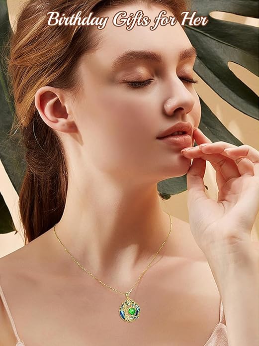 TOUPOP Tree of Life Birthstone Necklace 925 Sterling Silver Pendant Austrian Crystal Jewelry Anniversary Valentine's Day Birthday Gifts for Women Mom Her Wife