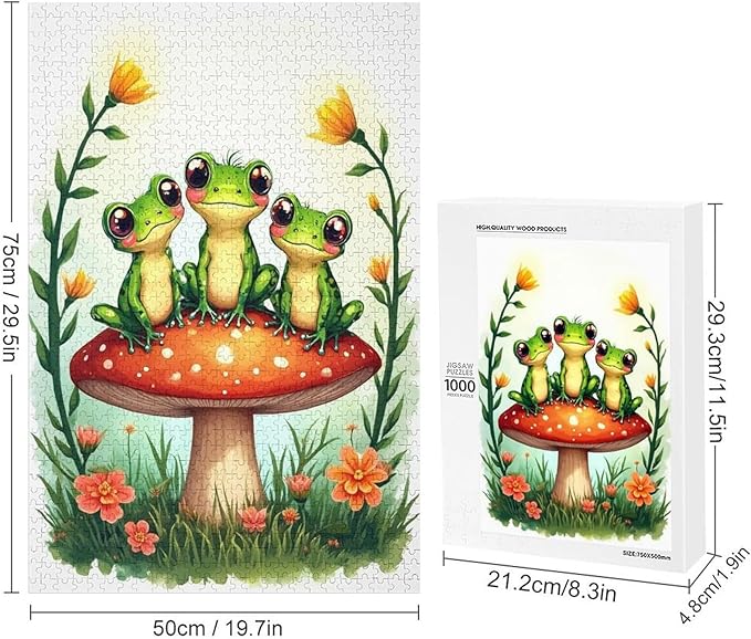 Jigsaw Puzzles for Adults 1000 Piece - Colorful Frogs Wooden Puzzles, Unique Gifts for Wall Art，Family Puzzles，Educational Games，Challenge Puzzles