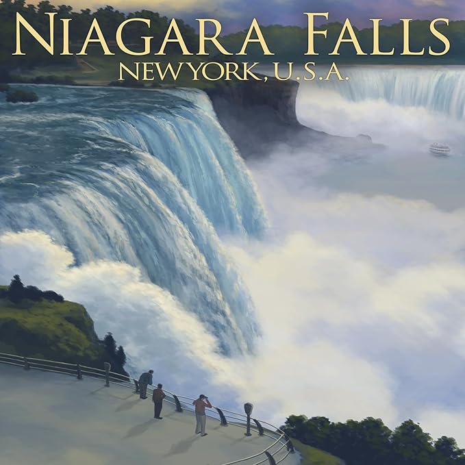 Lantern Press Niagara Falls, New York (Absorbent Ceramic Coaster, Single, Cork Back, Kitchen Table Decor)