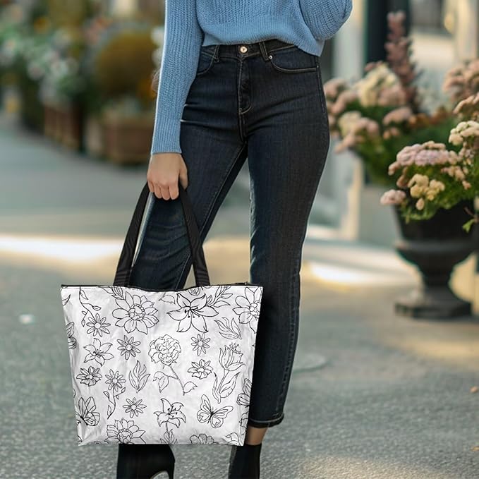 Cartoon Animal Printed DIY Coloring Tote Bag Waterproof Paper Handbags for Women Large Travel Shoulder Bags Purses