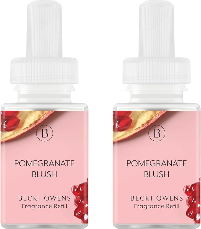 Pura & Becki Owens Home Scent Refill - Smart Home Air Diffuser - Up to 120-Hours of Luxury Fragrance per Refill - Home Essential - Clean & Safe Diffuser Fragrance - 2 Pack, Pomegranate Blush
