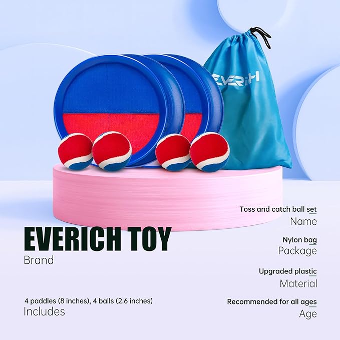 EVERICH Upgraded Toss and Catch Ball Game Set, Outdoor Games for Kids Toys, Stocking Stuffers for Family Games, Beach Pool Yard Outside Toys for Boys Girls 3 4 5 6 7 8-12 Years Old