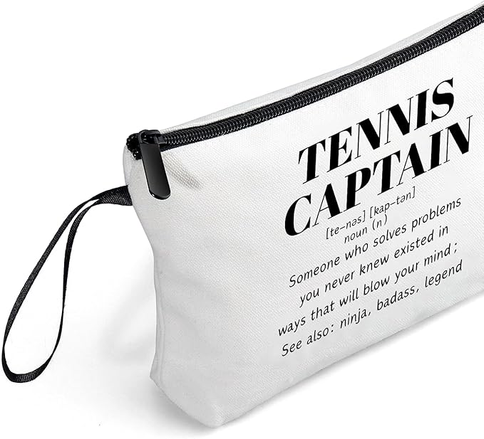 Tennis Captain Appreciation Thank You Funny Birthday Farewell Gifts Accessories for Women Girls Lover Team Female Coworker Friend Small Makeup Cosmetic Bag Christmas