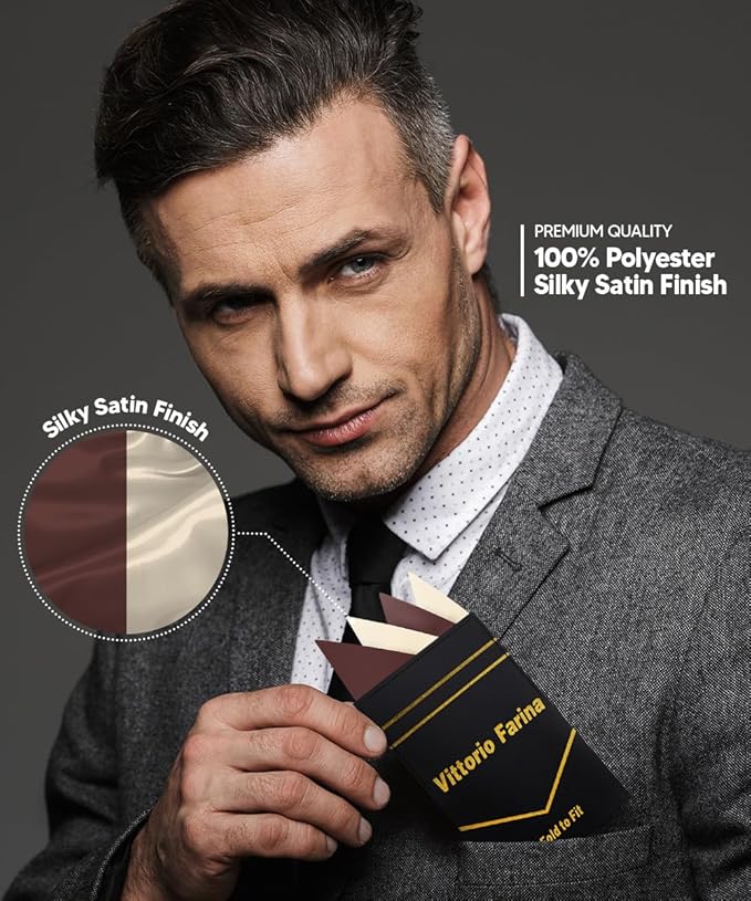 Premium Pre-Folded Four-Point Suit Pocket Square for Men with Sewn Pocket Fold