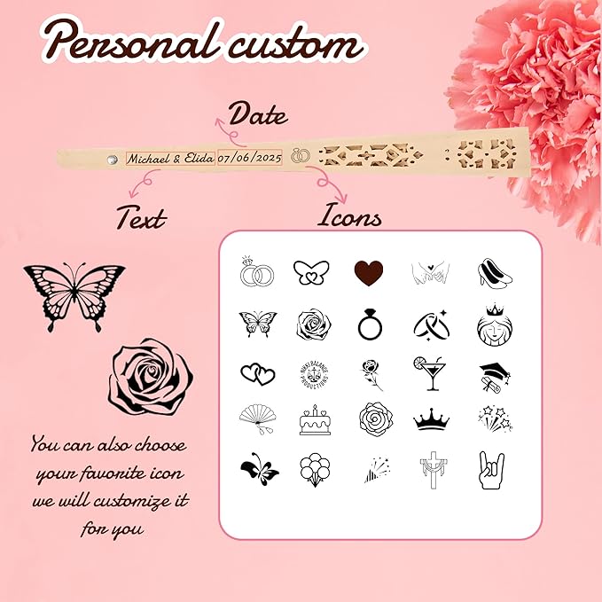 MBDFUT 10Pcs Wedding Fans Personalized Sandalwood Hand Fans with Organza Bags Hand Fans for Women Foldable Custom Wooden Fans Handheld with Text/Date Wedding Party Favors for Guests (10)
