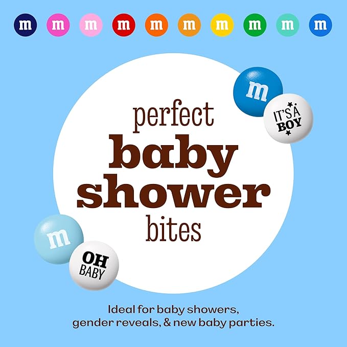 M&M'S World It's A Boy Milk Chocolate Candy 2lb Bag with White and Blue M&M'S for Baby Boy Showers Gender Reveal Parties and Baby Celebration Favors