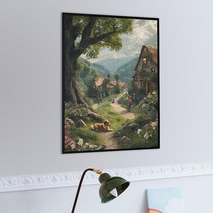 Puzzles for Adults 500 Pieces Wooden Jigsaw Puzzle - Rural Cottage Theme Puzzle，Party Games，Family Toys，Educational Puzzles，Stress Relief Wooden Puzzle，Gifts for Family，Colleagues and Friends