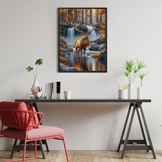 Wooden Puzzle - Creek Elk Jigsaw Puzzles，Wooden Puzzles for Adults 500 Pieces Challenge Puzzles，Educational Games，Family Puzzles，Unique Gifts for Wall Art