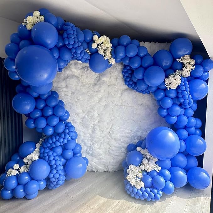 Bezente Royal Blue Giant Balloons 36 Inch - 8 Pack Jumbo Large Round Dark Blue Latex Balloon for Birthday Bridal Shower Graduation Baseball Nautical Party Decorations