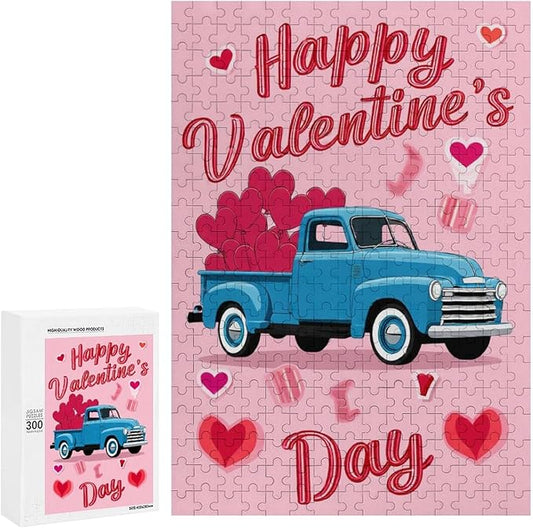 Wooden Puzzle - Happy Valentine's Day Jigsaw Puzzles，Wooden Puzzles for Adults 300 Pieces Challenge Puzzles，Educational Games，Family Puzzles，Unique Gifts for Wall Art