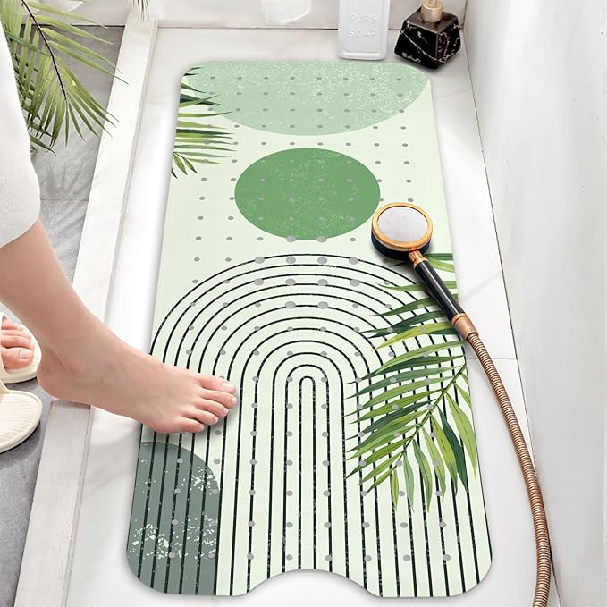Bathtub Mat Non Slip, Bohemia Extra Long Bath tub Mat Shower Floor Mat with Suction Cups and Drain Holes for Adults Kids Elderly 40 X 16 Inch