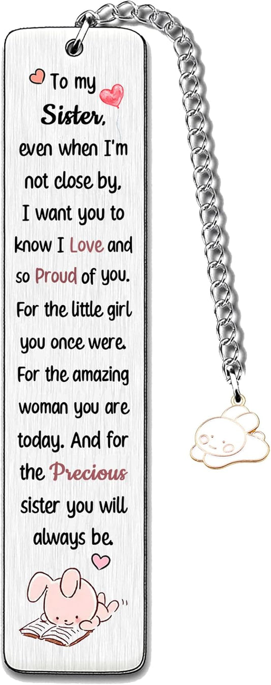 Sister Bookmarks Birthday Gift Christmas Encourage Bookmark Teens Graduation Distance Farewell Back to School Present Appreciate Reminder Go to University I Love You Keepsakes from Big Little Sis Bro