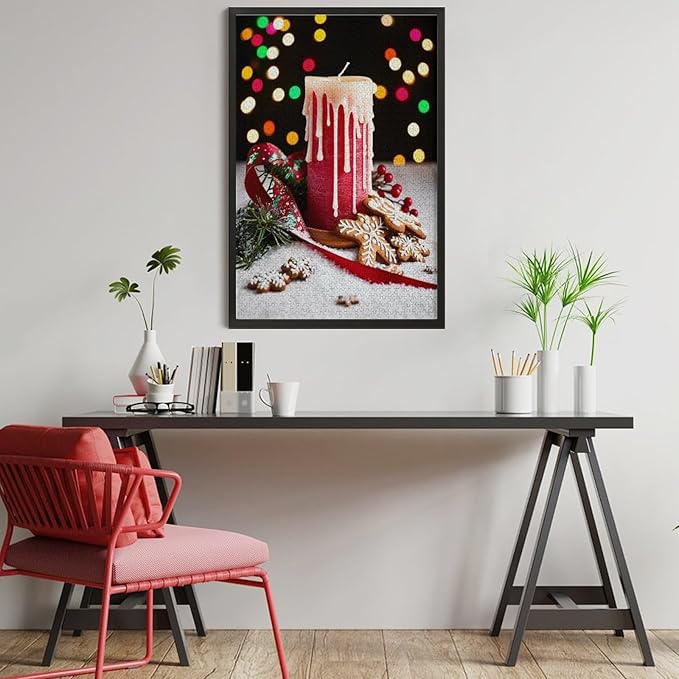 Jigsaw Puzzles for Adults 1000 Piece - Merry Christmas，Christmas Candles Wooden Puzzle，Puzzle Games， Stress Relief Games，Funny Puzzles，Unique Gifts for Wall Art ，Family Puzzles，Educational Games