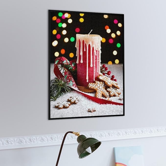 Jigsaw Puzzles for Adults 500 Piece - Merry Christmas，Christmas Candles Wooden Puzzle，Puzzle Games， Stress Relief Games，Funny Puzzles，Unique Gifts for Wall Art ，Family Puzzles，Educational Games